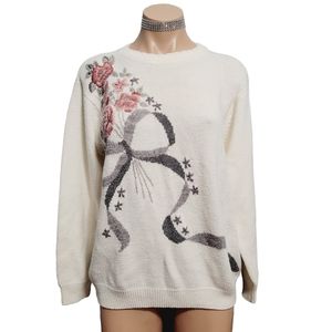 Vintage 80's retro floral print Cottage Core sweater top MEDIUM